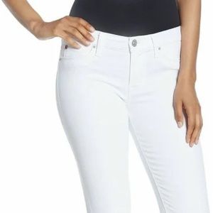 HUDSON White Natalie Mid Rise Super Skinny Ankle Jeans